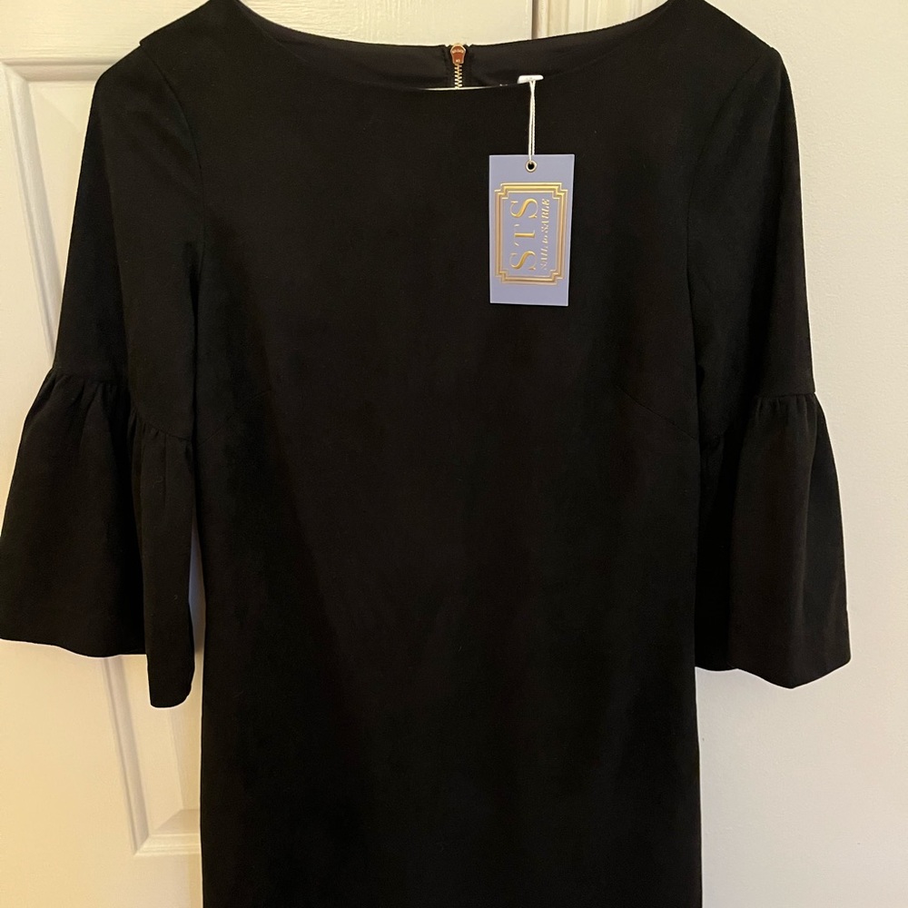 Black suede Sail to Sable dress